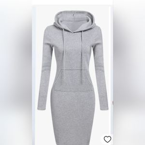 Heather gray drawstring hood sweatshirt dress